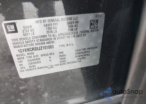 2018 Cadillac Xt5 Luxury z USA, uszkodzony, nr VIN 1GYKNDRS8JZ101083